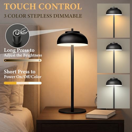 Cordless Table Lamps Rechargeable (Black-Set of Two)
