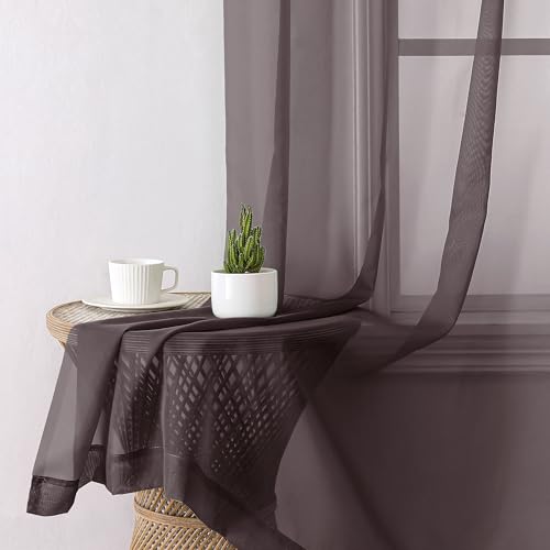 Chocolate Sheer Curtains 96 Inches Long 2 Panels (Chocolate / 42"W x 96"L (Pack of 2))