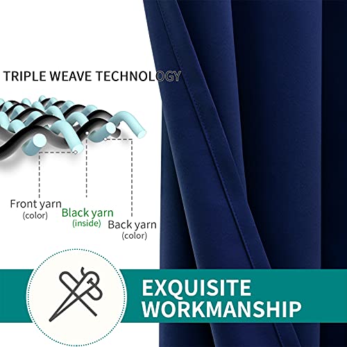Navy Blue Blackout Curtains for Bedroom 72 Inch Long (Navy / 46"W x 72"L (Pack of 2))