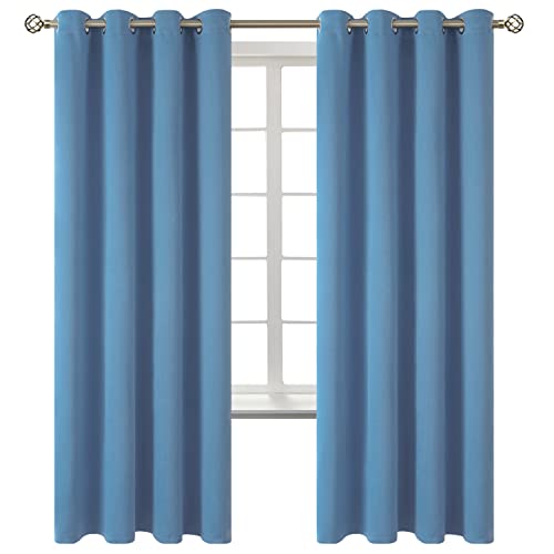 Blackout Curtains for Bedroom (Faded Denim / 52"W x 72"L (Pack of 2))