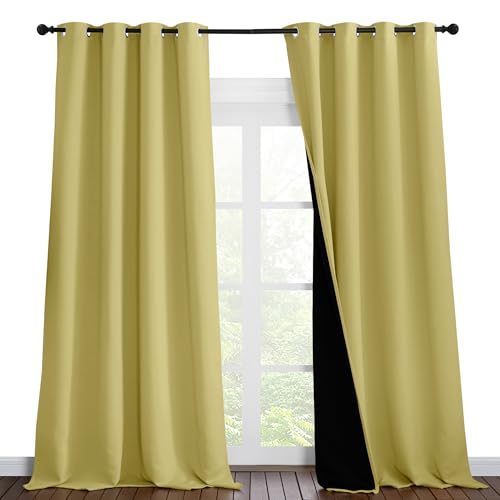 100% Blackout Blinds (Paler Yellow / 52"W x 120"L (Pack of 2))