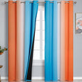 Ombre Orange and Blue Blackout Curtains 52Wx84L Inch Long (Blue and Orange / 52"W x 84"L (Pack of 2))