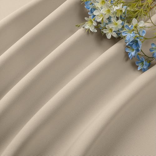 Light Beige Blackout Curtains 45 inch Length 2 Panels Set (Light Beige / 52"W x 45"L (Pack of 2))