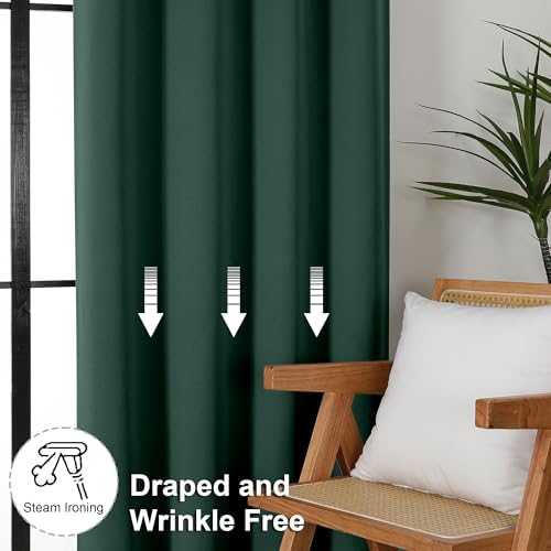Ava Ever Green Blackout Curtains for Bedroom 84 Inch Length 2 Panels Set (Ever Green / 40"W x 84"L (Pack of 2))