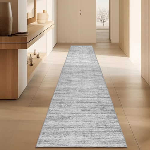 Washable Runner Rugs 3x10 Abstract Kitchen Runner Rug Non Slip Backing (Grey / 3' x 10' (Runner))