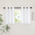 White Short Kitchen Curtains Over Sink 30 inches Long 2 Panels (White / 42"W x 30"L (Pack of 2))