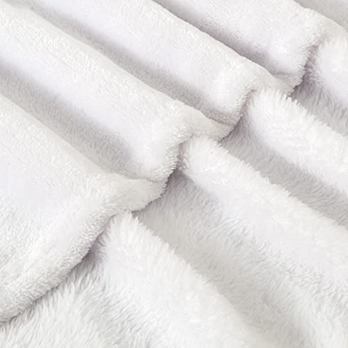 Fleece Blanket Soft Plush King Size Bed Blanket White 108"x90" (White / King(108"x90"))