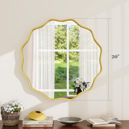 Wavy Round Mirror (Gold / 20"L x 20"W)