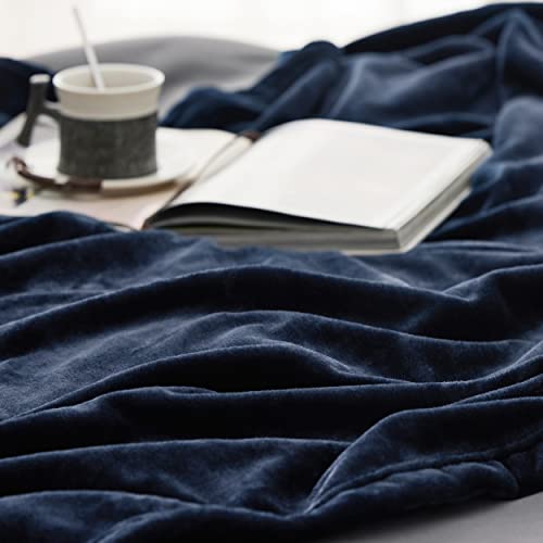 Soft Cozy Warm Fleece Large Oversized Bed Blanket Navy 120"x120" (02 - Navy / Large (120" X 120"))