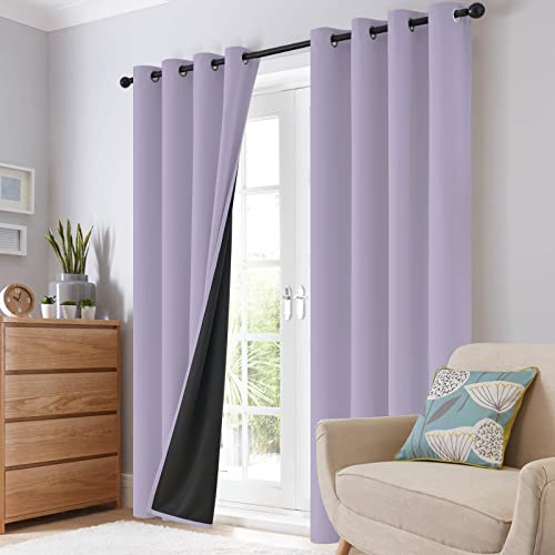Lilac 100% Blackout Curtains Room Darkening Living Room 84 Inch (Lilac / 38"W x 84"L (Pack of 2))
