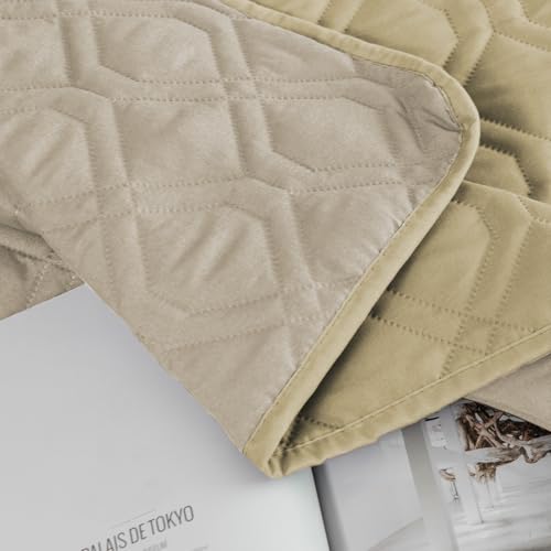 Waterproof Dog Bed Cover Pet Blanket for Furniture Bed Couch Sofa Reversible (82x120 Inch (Pack of 1) / Beige+khaki)