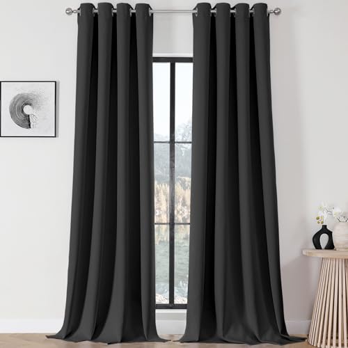 Blackout Curtains 108 Inch Length 2 Panels Set (Grey / 52"W x 108"L (Pack of 2))