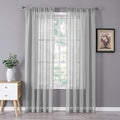 Sheer Curtains Bedroom Linen Textured Curtain Sheers Light Filtering Voile Rod Pocket Curtains for Living Room (38"W x 84"L (Pack of 2) / Silver Grey)