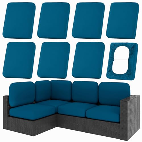 8Pcs Patio Cushion Covers (Peacock Blue / 8PCS)