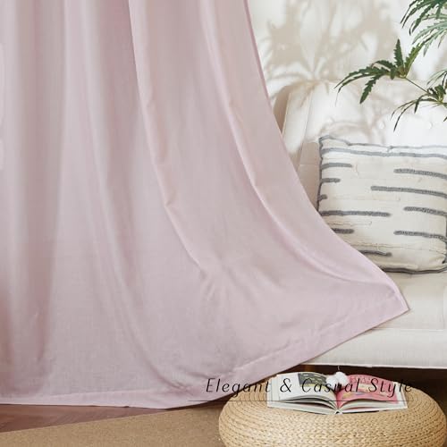 Blush Pink Short Linen Curtains for Kitchen (Blush Pink / 42"W x 48"L (Pack of 2))