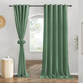 Flax Olive Green Linen Curtains for Room Divider (Olive Green / 68"W x 96"L (Pack of 2))