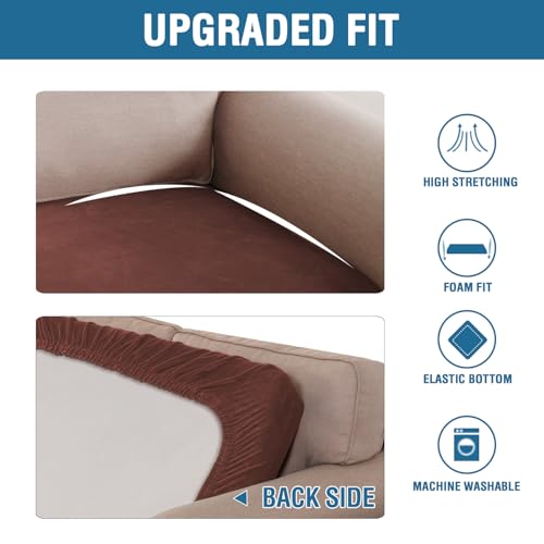 Velvet Stretch Individual Couch Cushion Cover Plush Cushion Slipcover for Loveseat Sofa Cushion Furniture Protector Seat Cushion Sofa Cover (Burnt Brick / 1 Cushion Sofa)