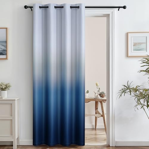 Ombre Gradient Blue White to Gray Curtains for Bedroom (52"W x 84"L (Pack of 1) / Blue and White)