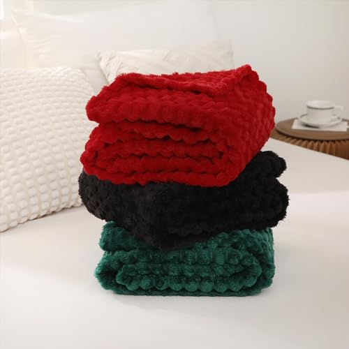 Red Throw Blanket 90"×90" inches Fuzzy 3D Jacquard Decorative (Red / 90"×90”)