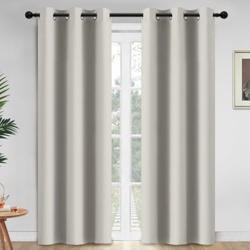 Room Darkening Curtains 42x84 inch Length Light Beige (Light Beige / 42"W x 84"L (Pack of 2))