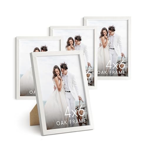White Oak Wood 4x6 Picture Frames (Set of 04 / White Oak / 4x6 in)