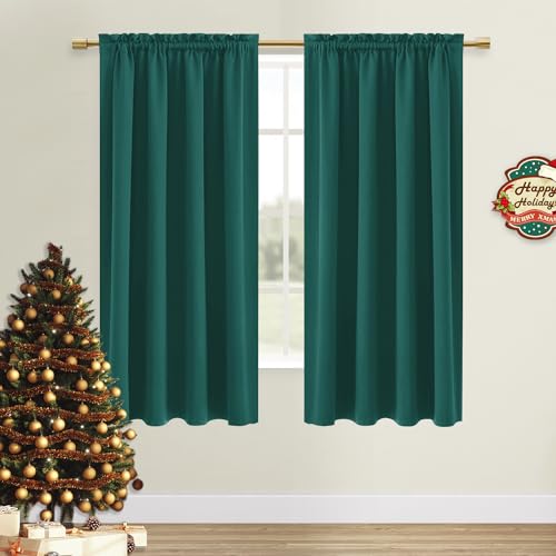 Blackout Curtains for Bedroom Living Room 42 x 63 Inch Long 2 Panels (Hunter Green / 42"W x 63"L (Pack of 2))
