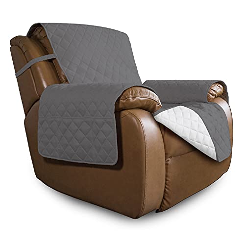 Reversible Couch Cover (Gray/Ivory / Large Recliner)