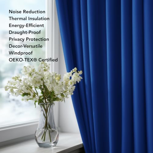 Rod Pocket and Back Tab Blackout Curtains for Bedroom Solid Room Darkening Curtains 42Wx63L Inch Royal Blue 2 Panels (Royal Blue / 42"W x 63"L (Pack of 2))