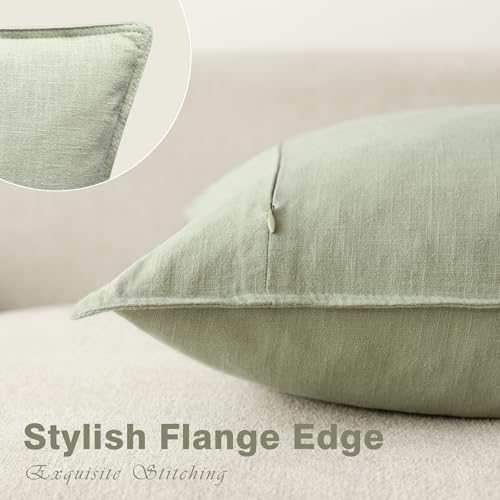 Linen Solid Decorative Throw Pillow Cover 16x16 Inch Light Green (16" x 16" (Pack of 2) / Seeding Green)