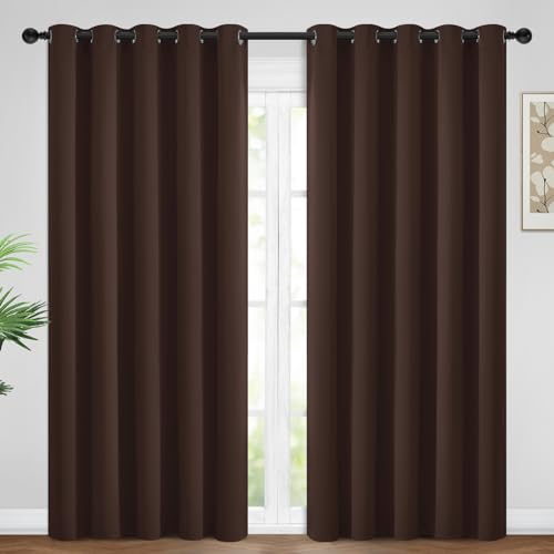 Room Darkening Curtains 62x96 inch Long Chocolate Brown (Chocolate Brown / 62"W x 96"L (Pack of 2))