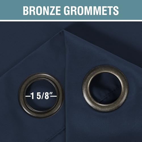 Blackout Curtain for Living Room Thermal Insulated Window Treatment Curtain Extra Long 108 inch Length Energy Saving Solid Grommet Top Blackout Drape (52"W x 108"L (Pack of 1) / Navy Blue)