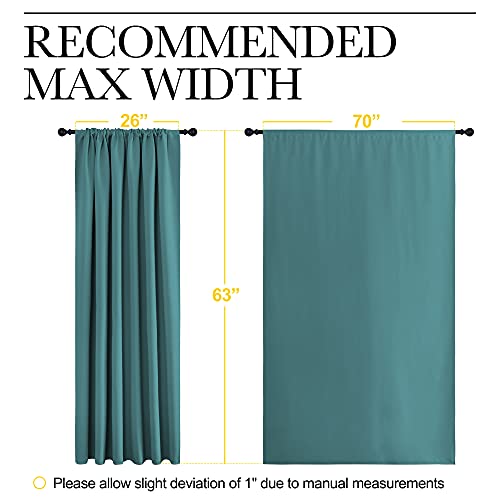 Blackout Curtains for Bedroom (Sea Teal / 70"W x 63"L (Pack of 2))