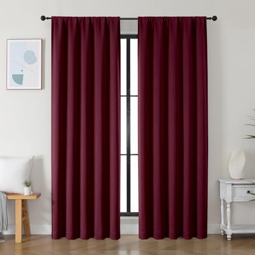 Ava Burgundy Blackout Curtains for Bedroom 84 Inch Length 2 Panels Set (Burgundy / 50"W x 84"L (Pack of 2))