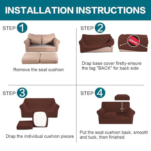 3 Piece Sofa Covers for 2 Cushion Couch Sofa Slipcover Soft Couch Cover for Dogs (Sofa (2 Cushion) / Burnt Brick)