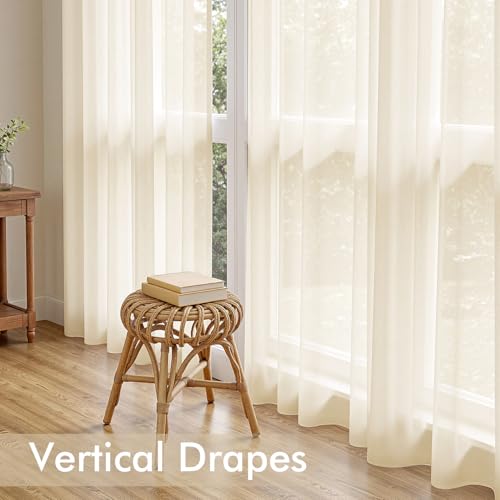 Butter Cream Sheer Curtains 63 Inches Long 4 Panels 42 x 63 Inches (42"W x 63"L (Pack of 4) / Butter Cream)