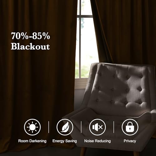 Velvet Curtains 102 inches Long (Bronze / 52"W x 102"L (Pack of 2))