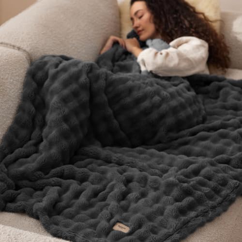 Cloud Bubble Fleece Twin Blanket for Bed (Dark Grey / Twin (60" X 80"))