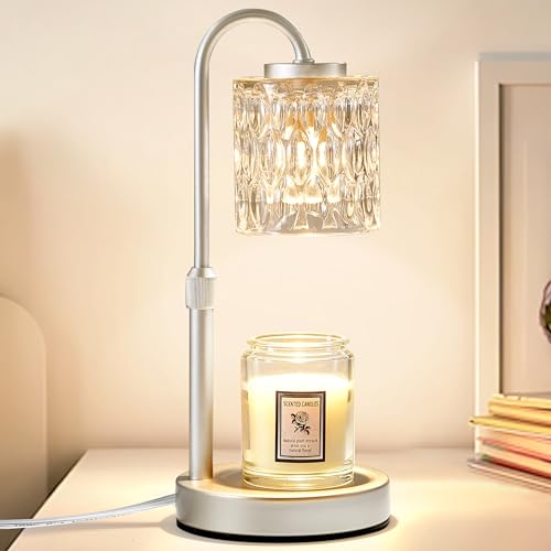 Dimmable Candle Warmer Lamp with Timer (Silver-glass)