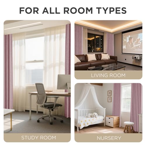 Blackout Curtains for Bedroom (Pink / 42"W x 90"L (Pack of 2))