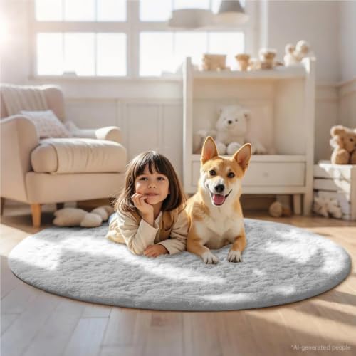 Round Rug 5Ft White Circle Area Rug (4- White / 5' (Round))