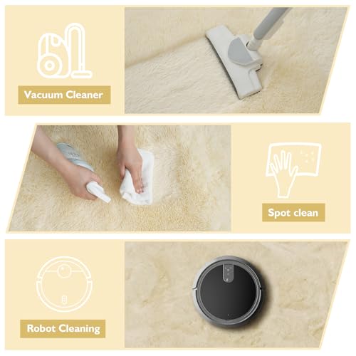 Fluffy Round Area Rugs for Bedroom (Ivory / 4' (Round))