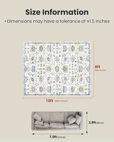 Amada 8x10 Washable Area Rug for Living Room (8' x 10' (Rectangular) / Blue/White)