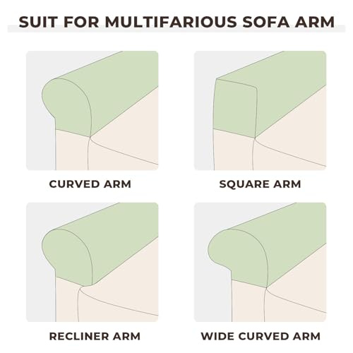 Couch Arm Covers 2 Pcs Sofa Armrest Covers Stretch Couch (Leather Brown / 2PC Armrest Cover)