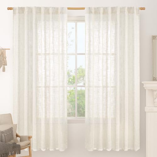 72 inch Length Cream Linen Curtains for Living Room Bedroom 2 Panels (Cream / 52"W x 72"L (Pack of 2))