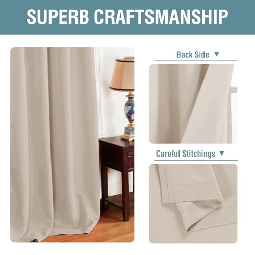 Blackout Curtain for Living Room Thermal Insulated Window Treatment Curtain Extra Long 84 inch Length Energy Saving Solid Grommet Top Blackout Drape (52"W x 84"L (Pack of 1) / Fog)