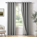 Total Blackout Curtains Faux Linen Textured Thermal Insulated Grommet Singal Layer Window Curtains for Bedroom (Fog | Grey / 50"W x 63"L (Pack of 2))