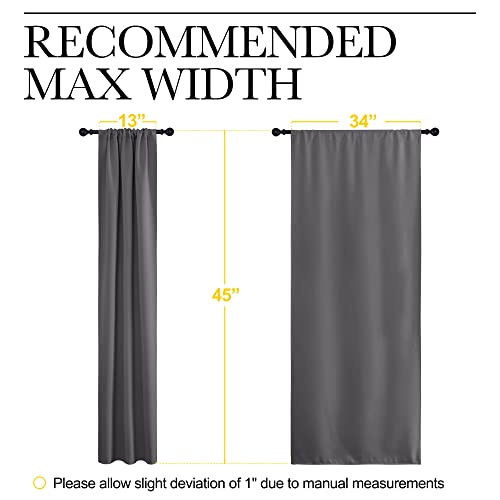 Grey Blackout Curtains for Bedroom 34" Wide x 45" Long 2 Panels (Grey / 34"W x 45"L (Pack of 2))