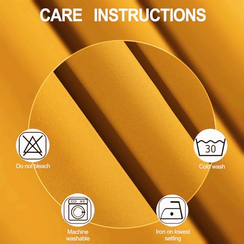 Blackout Curtains 66 x 54 Inch Long Yellow Curtains Set of 2 Panels Room Darkening Curtains for Bedroom and Living Room (Yellow / 66"W x 54"L (Pack of 2))