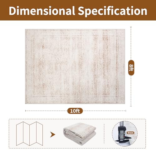 8x10 Washable Area Rugs for Living Room (8' x 10' (Rectangular) / White-orange-light Pink)