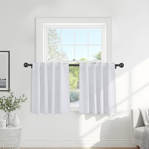 Window Curtains Drapes (Pure White / 42"W x 30"L (Pack of 2))